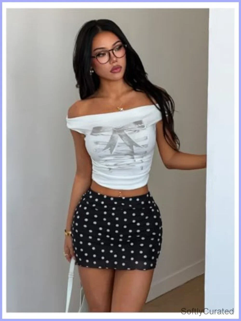Polka Dots Mesh A Line Mini Skirt with Built In Shorts Y2K